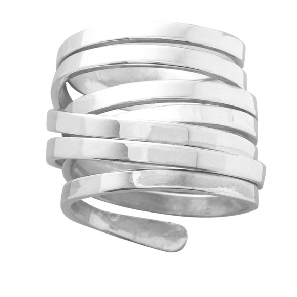 NEW Unisex Large Multilayer Wrap 925 Sterling Silver Band Ring, Adjustable‎ Size - Picture 7 of 12